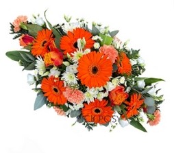 Orange & White Double Ended Funeral Spray