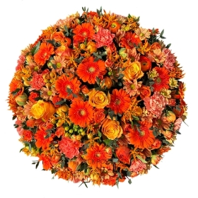 Loose-orange-posy-pad-funeral-flowers-tribute-delivery-strood-rochester-medway-kent
