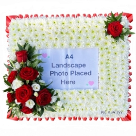 picture-frame-landscape-A4-photo-flowers-funeral-tribute-wreath-delivered-strood-rochester-medway-kent