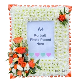 picture-frame-potrait-A4-photo-flowers-funeral-tribute-wreath-delivered-strood-rochester-medway-kent