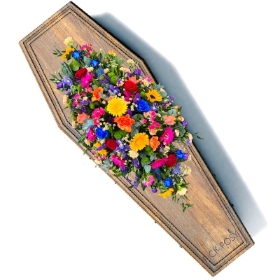 rainbow-colourful-vibrant-casket-coffin-spray-funeral-flowers-strood-rochester-medway-kent