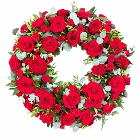 red-rose-roses-wreath-ring-circle-of-life-funeral-flowers-tribute-delivered-strood-rochester-medway-kent