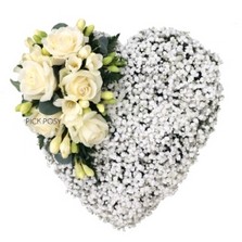 Roses & Freesia Gypsophila Funeral Heart