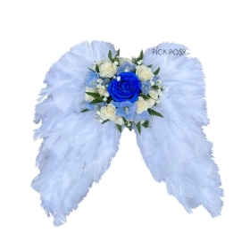 tiny-blue-white-feathers-angel-wings-funeral-flowers-delivered-strood-rochester-medway-kent