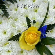 yellow-roses-delphiniums-funeral-posy-pad-delivered-strood-rochester-kent